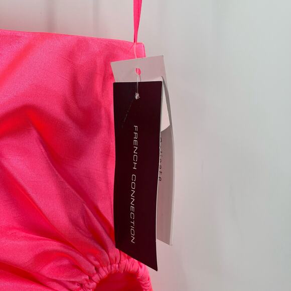 FRENCH CONNECTION Dress Size 6 Adaline Satin One Shoulder Midi Neon Pink NWT - Picture 5 of 16